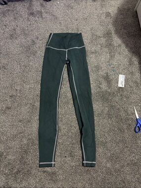 Lululemon High-Waist Dark Green Seam-Detail Leggings